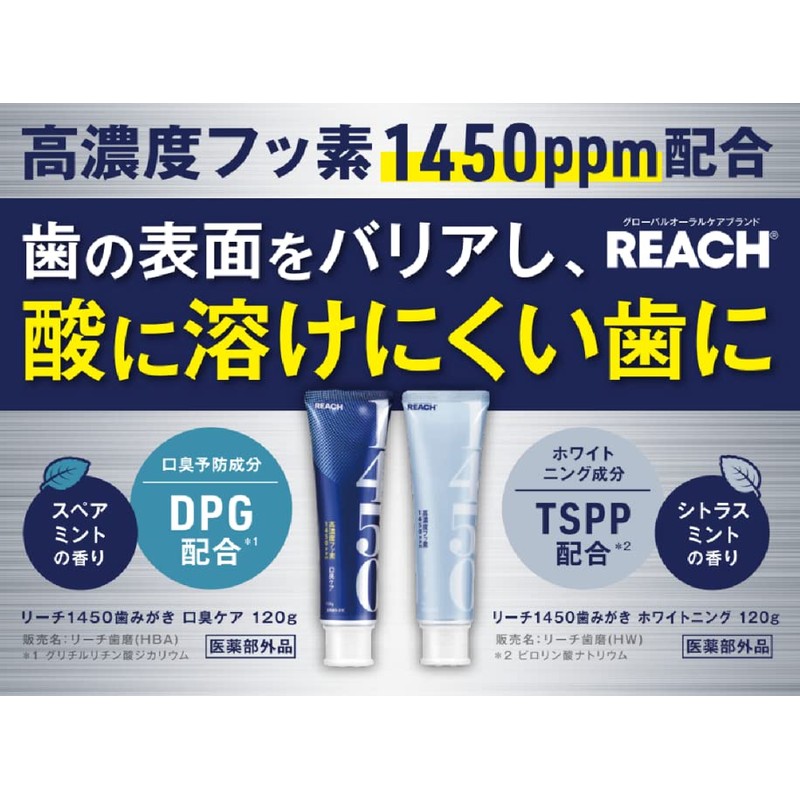 Reach 1450 Toothpaste, Set of 2, Highly Concentrated Fluorine 1,450