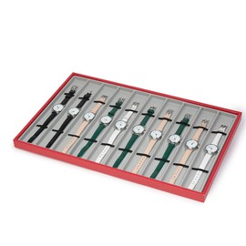 XHMQYC Watch Tray Watch Organizer for Men 10 Slot Womens Mens Watch Storage Case PU Watch Holder Red