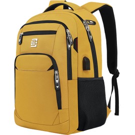 Laptop Backpack,Business Travel Anti Theft Slim Durable Laptops Backpack with USB Charging Port,Water Resistant College Computer Bag for Women & Men Fits 15.6 Inch Laptop and Notebook-Yellow