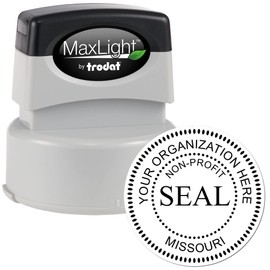 Missouri MaxLight Pre-Inked Company Seal Stamp, Premium Stamp, Up to 25K Impressions, Reinkable, 5 Ink Colors, Missouri Seal Stamp, Customized Non-Profit Corporation Seal, Pre-Ink Stamp, MO Stamp