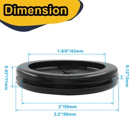 suiwotin 6pcs 1 5/8" ID 2" Drill Hole Rubber Grommets, Firewall Hole Plug Wire Protection Grommet, Double-Sided Round Hole Grommet Kit (Black)