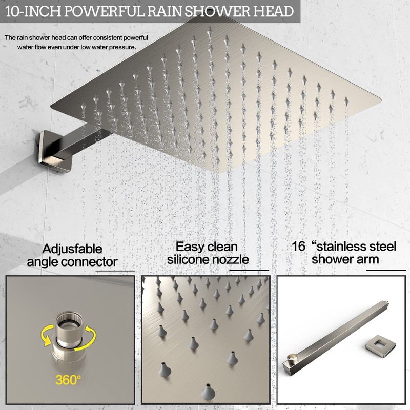 Rain Shower System 12 Inches Shower Head with Handheld Combo