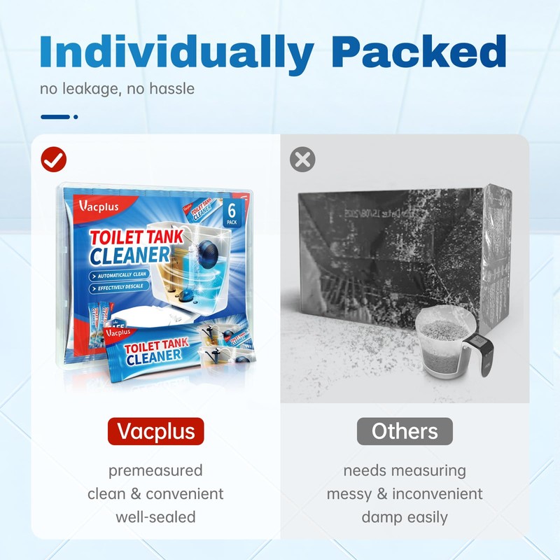 Vacplus Toilet Tank Cleaner - 6 Pack Automatic Descaler Tablets,