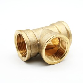 DOJA Barcelona Brass T-Piece 1/2 Inch 4 Pack Brass Distributor for Irrigation Systems Fitting for Radiator Pipes, Drip Sleeve, Compressed Air, Gas Regulator/Water Pipe Adapter