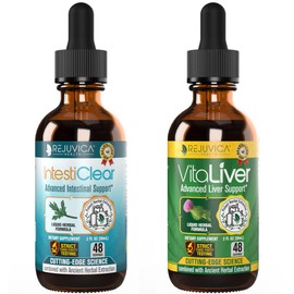 Rejuvica Health IntestiClear + VitaLiver - Support Intestinal + Liver Health - Liquid Delivery for Better Absorption - Wormwood, Milk Thistle, Artichoke, Chanca Piedra, Black Walnut & More!