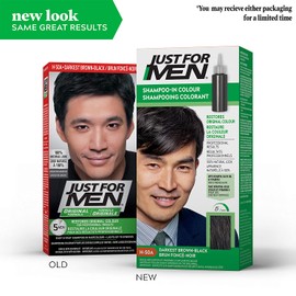 Just For Men Shampoo-In Color (Formerly Original Formula), Gray Hair Coloring for Men - Darkest Brown-Black, H-50A (Packaging May Vary)