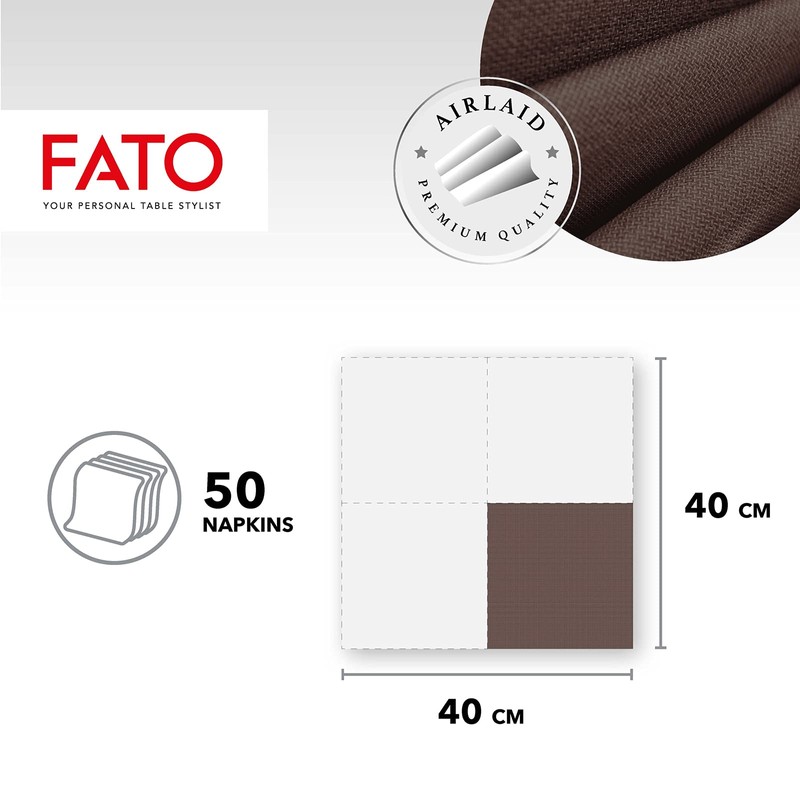 Fato - Trockene Papierservietten, Airlaid, Textileffekt, Packung mit 50 Servietten,