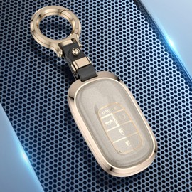 YUBOMT Key Fob Cover for Honda Aluminium Alloy Car Key Case with Key Ring for 2022 2023 Honda Accord Civic CRV HRV Pilot Sport SI EX EXL,Gold