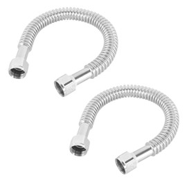 18 Inch Flexible Stainless Steel Corrugated Hose Connector, 3/4 Inch FIP x 3/4 Inch FIP, for Water Heater, Pack of 2 (3/4"FIPx3/4"FIP, 18" Length)