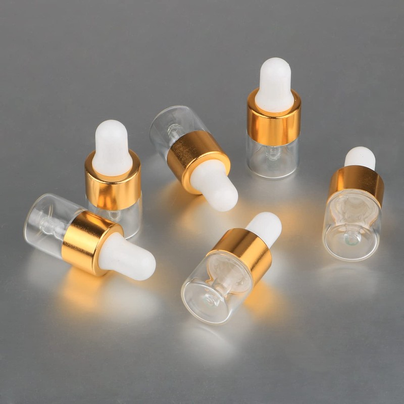 Wresty 50 Pcs Clear Glass Dropper Vails 1ml Mini Essential