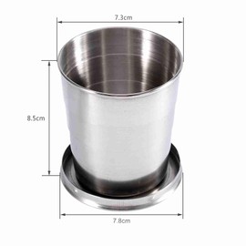 VIFERR Collapsible Cup, Stainless Steel Folding Cup, Telescopic Cup, Mini Folding Cup with Keyring for Camping, Hiking, Picnic, Travel (L)