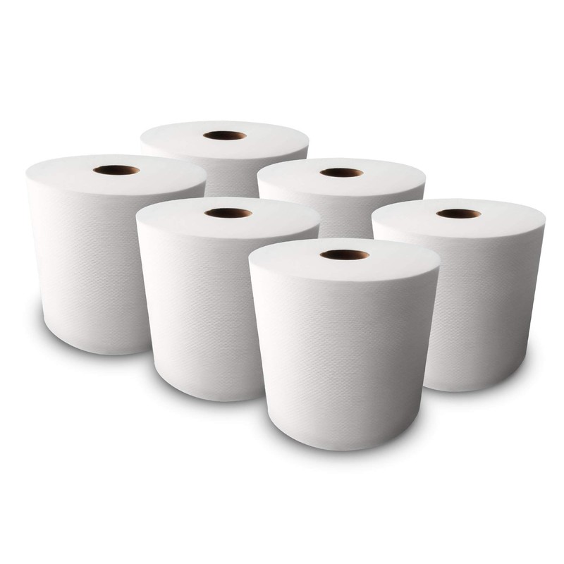 Ultra White Roll Towels - 6 Rolls • 800ft Per
