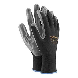 Ogrifox OX-Nitricar_Bs10 Nitrile Gloves, Protective Gloves, Work Gloves, OX.13.656, Black/Grey, 10 Sizes, 12 Pairs