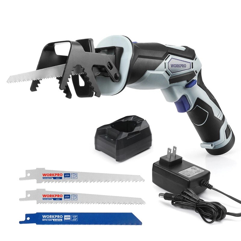 Workpro 12V Cordless Reciprocating Saw 2.0Ah Li-Ion Battery Fast Charger