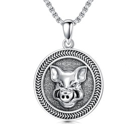 PELOVNY Pig Necklace 925 Sterling Silver Animal Pendant Jewelry for Mothers Day Birthday Christmas Gifts Men Women