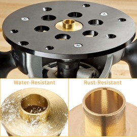 11pcs Solid Brass Router Template Bushing Guides Sets, Bush Guide Lock Nut Adapter Kit for Precision Woodworking, Fit All Porter Cable Style Router Sub Bases 5/16 to 1in, Black Molded Carrying Case