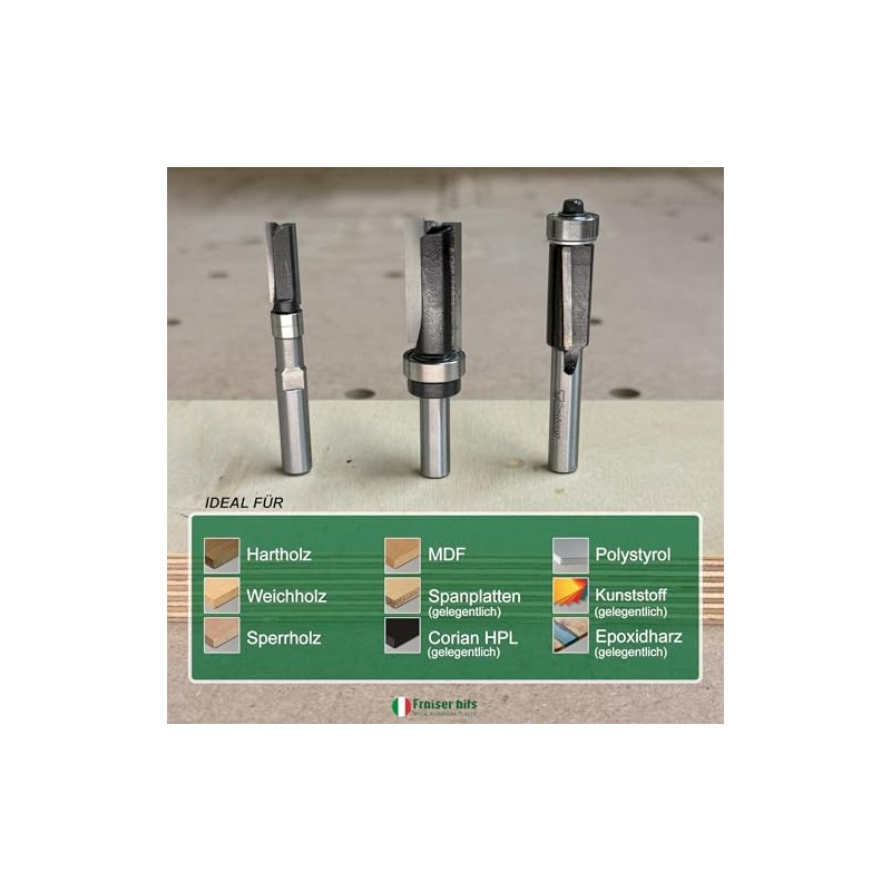 Fraiser Set of 3 Copy Router Bits and Flush Cutters
