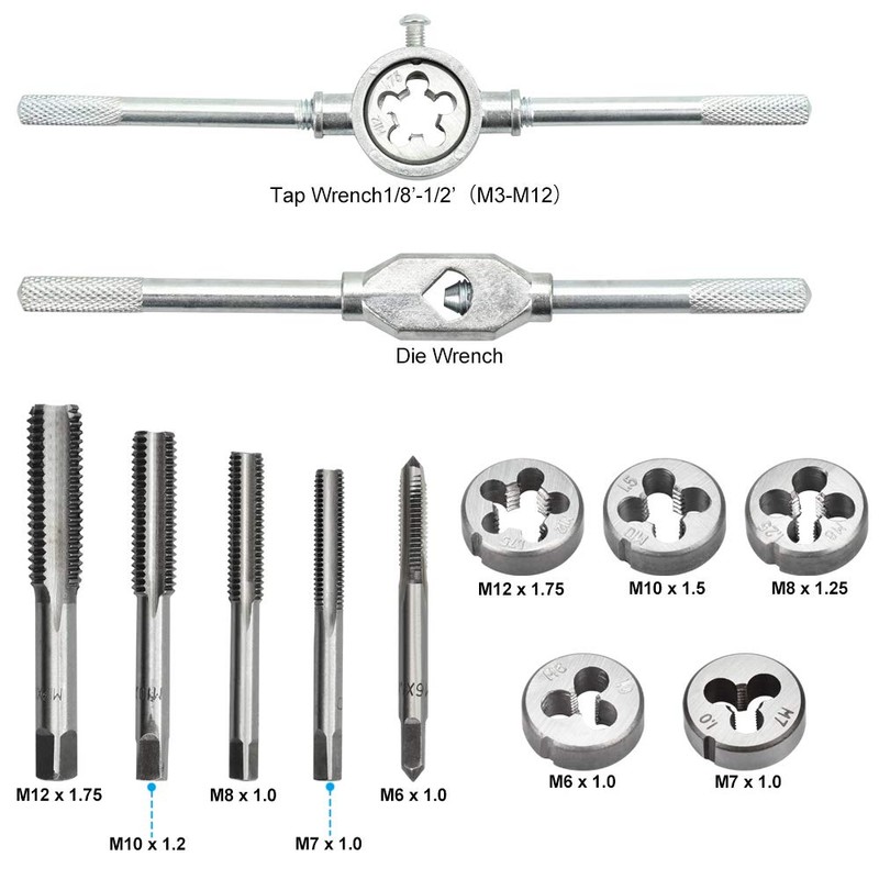 BUZIFU 12-Piece Thread Cutting Set Metric Professional Tap Set with