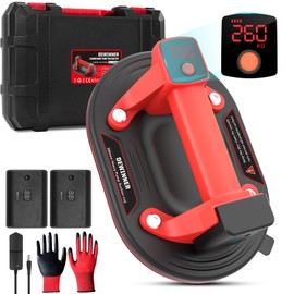 DEWINNER 10" Electric Glass Suction Cup Lifter, 200KG/440 LBS Max Load Vacuum Glass Lifter with 2X 3000mAh Battery, Industrial Strength Vacuum Suction Cup for Glass, Tile, Granite, Metal