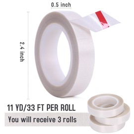 nicestrong Drawer Slide Tape, Curtain Glide Tape Clear, Low Friction Tape, Silky Surface, Abrasion Resistant Glide Tape, Drag & Noise & Squeak Reduction, 3 Rolls 1/2 Inch x 33 Ft, 99 Ft Total