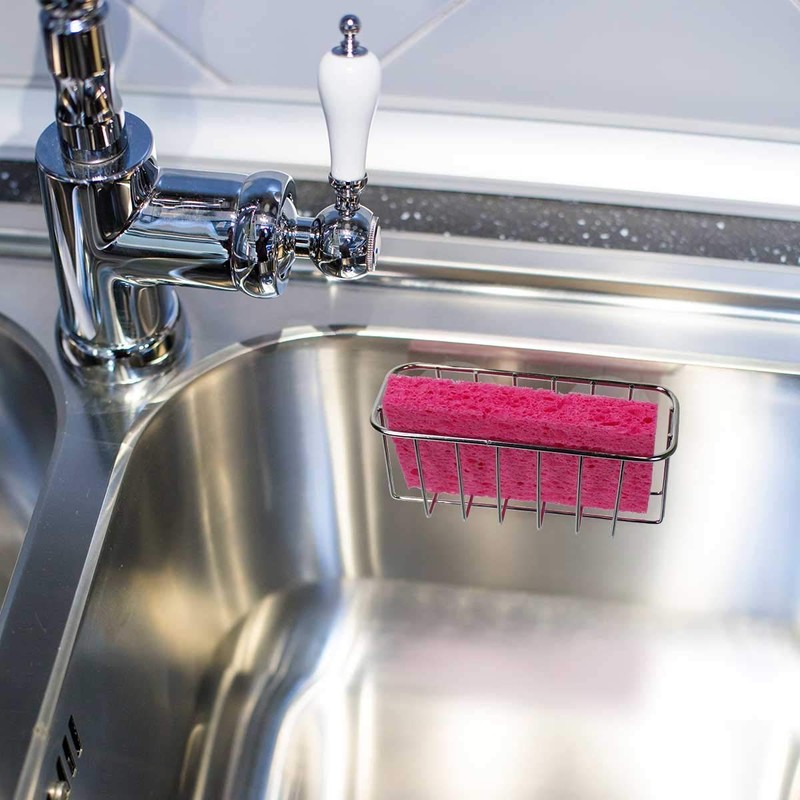 Jolitee Silver Stainless Steel Suction Cup Sink Caddy for Sponges