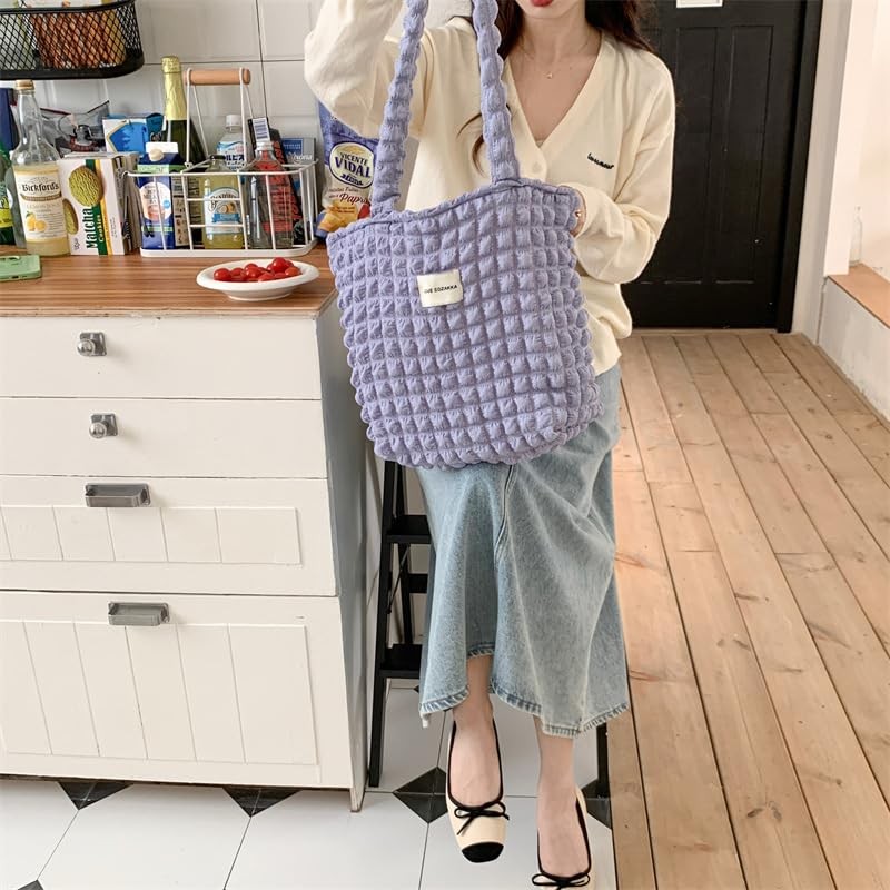 Petit-Germe Popcorn Bag, Tote Bag, Waffle Bag, 06.purple