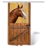Riyidecor Stall Half Rv Horse Shower Curtain 36Wx72H Inch Rustic