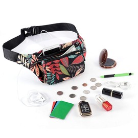 HAWEE Sports Bum Bag Unisex Lightweight Belt Bag Waist Bag Multicoloured with Adjustable Belt and Headphone Jack for Women Men Outdoor Travel Hiking Jogging Cycling Running, Maple Leaf