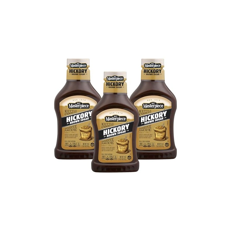 KC Masterpiece, Hickory Brown Sugar Barbecue Sauce, 18oz Bottle (Pack