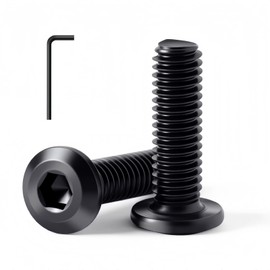 1/4-20 x 2 (20 Pack) Flat Head Hex Socket Cap Screws Bolts, Black Oxide 304 Stainless Steel 18-8, Hex Drive, Fully Machine Thread Furniture Bolts, with Hex Spanner