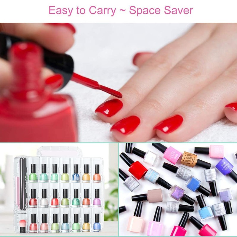 JIASHENG Two Nail Polish Organizer Case Holders, 48 Bottles Universal