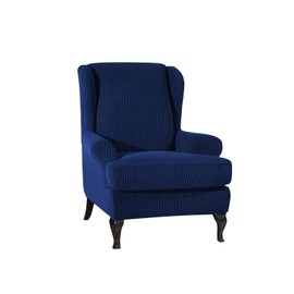 PETCUTE Wing Chair Cover Stretch Armchair Cover for Armchair Navy Blue