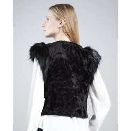 SKAIST TAYLOR Black Faux Fur Vest Size XS Small Neiman Marcus Target NWT