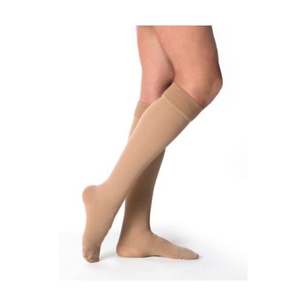 SIGVARIS Women’s Essential Cotton 230 Closed Toe with Grip-Top Calf-High