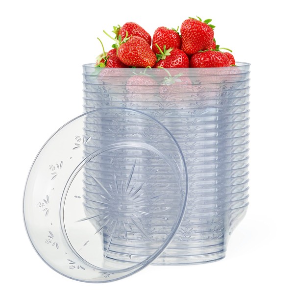 MATANA - 20 Small Clear Multi-Use Plastic Serving Party Bowls - 13cm / 360ml - Perfect for Nibbles, Snacks, Nuts, Antipasti, Sweets