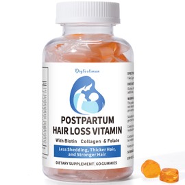 Postpartum Hair Loss Vitamin, Vegan Gummies with Biotin, Collagen, & Folate, Postpartum Hair Loss Products for Less Shedding, Thicker Hair, Stronger Hair, Breastfeeding-Friendly, 60 Gummies