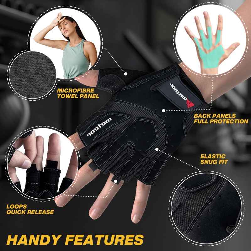 Meteor Advanced Exercise Gloves for Men & Women: Ventilated, Full