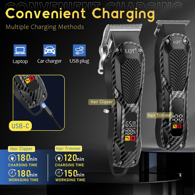 Professional Hair Clippers for Men Rechargeable Cordless Beard Trimmer &
