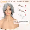 QUEENTAS Peluca Gris De 30 Cm Para Mujer, Color Gris
