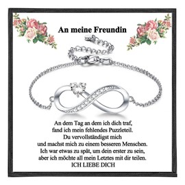 CERSLIMO Infinity Bracelet, Infinity Bracelet Women's Silver 925 Gold Rose Gold with Red Blue Green Heart Cubic Zirconia Gifts Mother's Day Birthday Valentine's Day for Girlfriend Women Girls Mum,