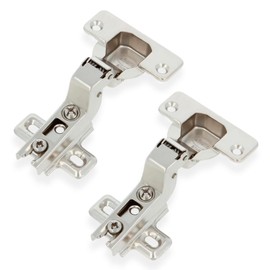 Amig - Set of 2 Pot Hinges Super Angled Nickel-Plated - Ø35 mm - Nickel-Plated Steel - Opening 110° - Concealed Mounting for Kitchen, Office and Cabinet Furniture - Adjustable Screws (Not Included)
