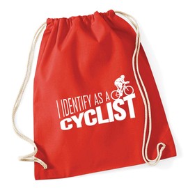 Hippowarehouse I identify as a cyclist Drawstring Cotton School Gym Bag 37cm x 46cm, 12 litres