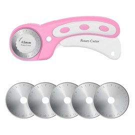 45mm Rotary Cutter for Fabric with 5pcs Extra Blades, Rotary Cutter ，Rotary Cutter with Safety Lock for Fabric, Leather, Crafting, Sewing, Quilting, Fabric Rotary Cutter Perfect for Left & Right Hand