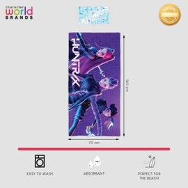 Asciugamano con licenza ufficiale K Pop Demon Hunters | Morbidissimo, design Clash con Zoey, Mira e Rumi | Perfetto per la casa, il bagno, la spiaggia e la piscina | 100% cotone | 140 cm x 70 cm
