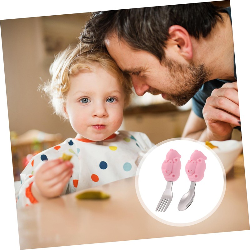 ABOOFAN 1Set Training Spoon and Fork Set Tableware for Handle