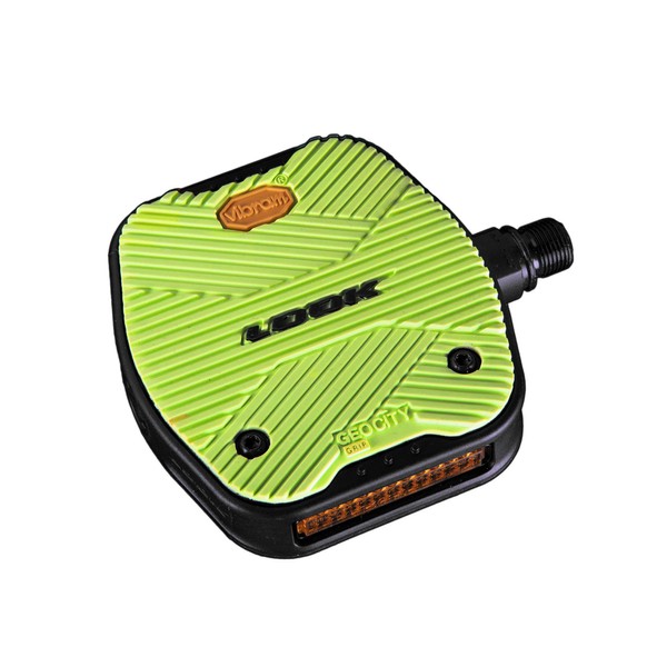 LOOK Cycle - Geo City Grip Bicycle Pedals - Flat Pedals - Slip-Proof Safety - Innovative Activ Grip Rubber - Premium High-Performance Urban Bike Pedal - Lime