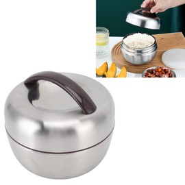 Vacuum Insulated Lunch Box, 0.8l Silver Stainless Steel Double Layer Thermal Insulation Pot Bento Box Multi-layer Anti-spill Thermal Insulation Lunch Box