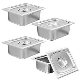 Aplancee Aplancee 4-Pack Stainless Steel Hotel Pans with Lids,1/2 Size x 6 Inch Deep,Commercial Food Steam Table Pan Dishwasher Safe,Durable Metal Catering Trays with Lid for Buffet,Salad &Restaurant,Cooking