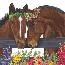 Horse Design Paper Napkins, 3-Ply Cocktail Size, 40 Count, Beverage Napkins for Parties