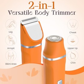 Depilación facial para mujer, impermeable, 2 en 1, recargable, recortadora de cejas y bikini para mujeres, afeitadora eléctrica sin dolor para labios,